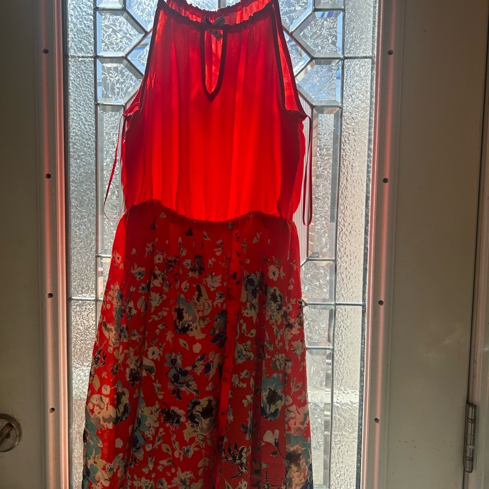 Red Floral Halter Dress